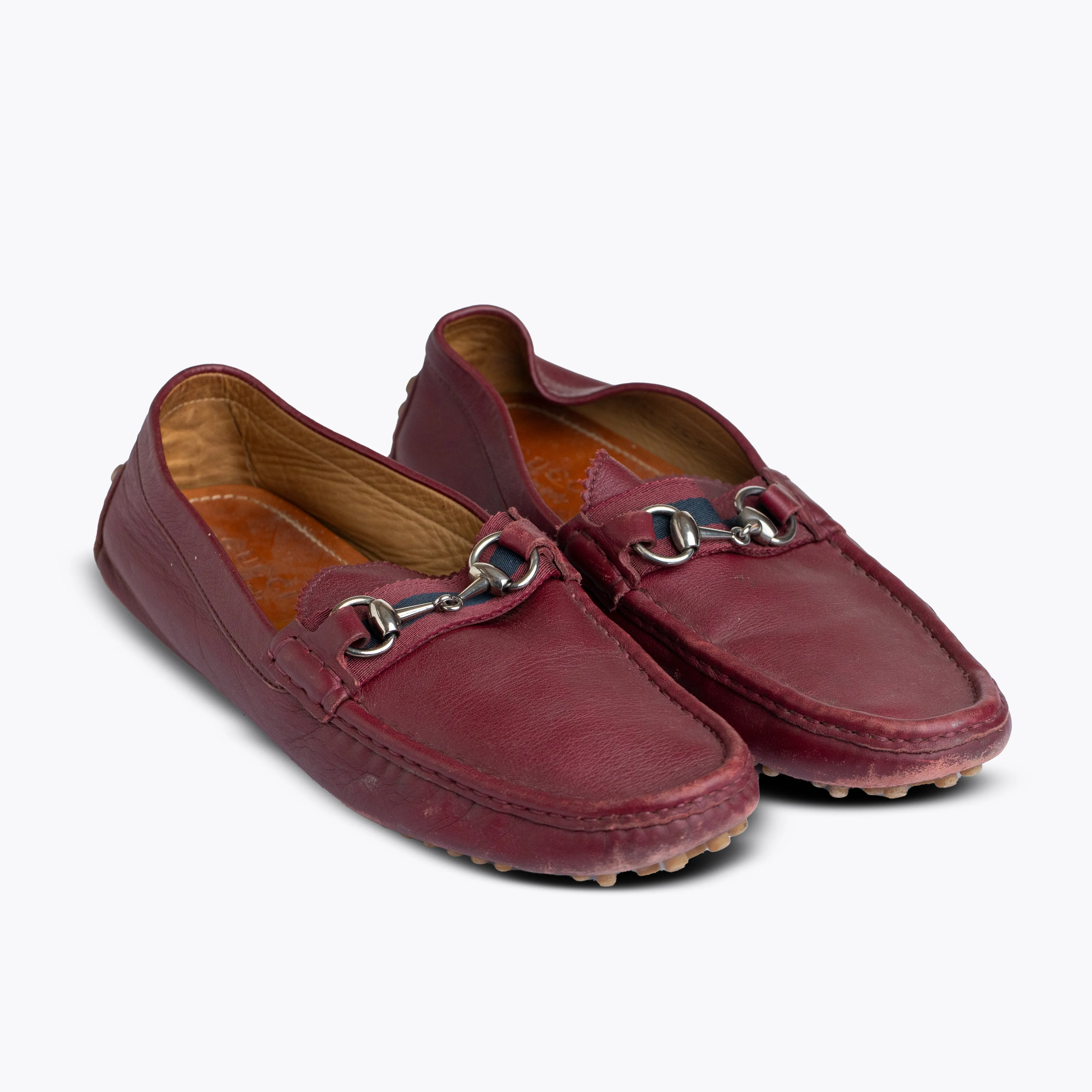 Gucci Maroon Leather Men's Driving Shoes