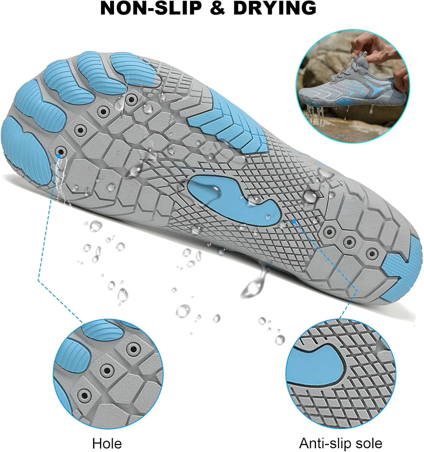 Hike Barefoot Shoes for Women Men Footwear Pro Barefoot Shoes with Wide Toe Box, Healthy & Non-Slip Breathable Athletic Beach Pool Surf Hiking Walking
