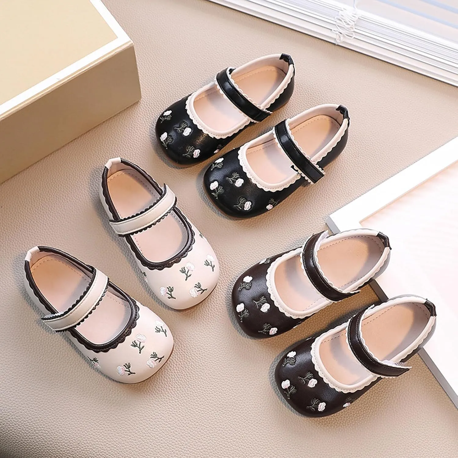 Infant Baby Girls Mary Jane Flat Non-Slip Cute Princess Wedding Dress Shoes Toddler Non Slip Fashion Soft Shoes