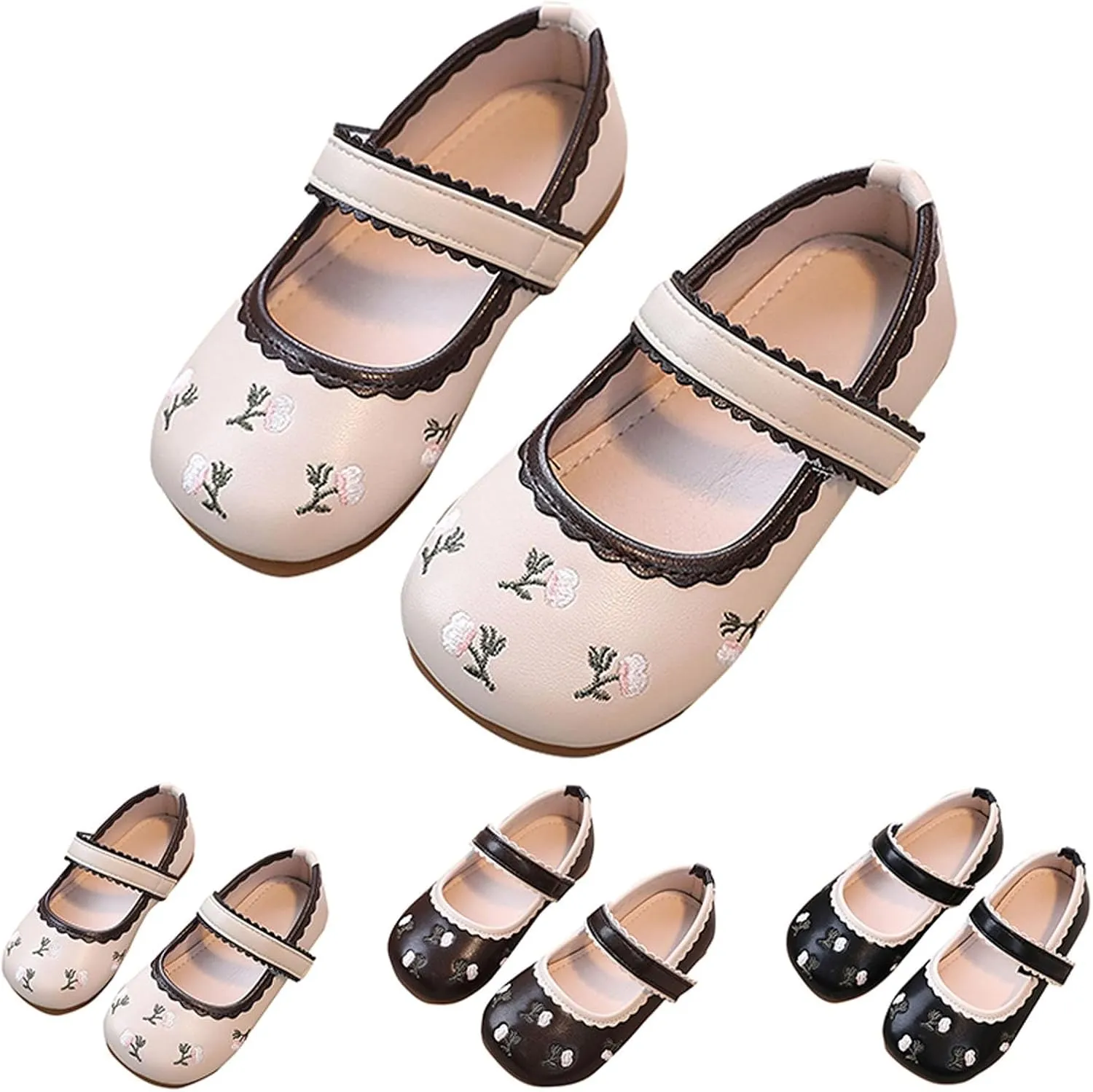Infant Baby Girls Mary Jane Flat Non-Slip Cute Princess Wedding Dress Shoes Toddler Non Slip Fashion Soft Shoes