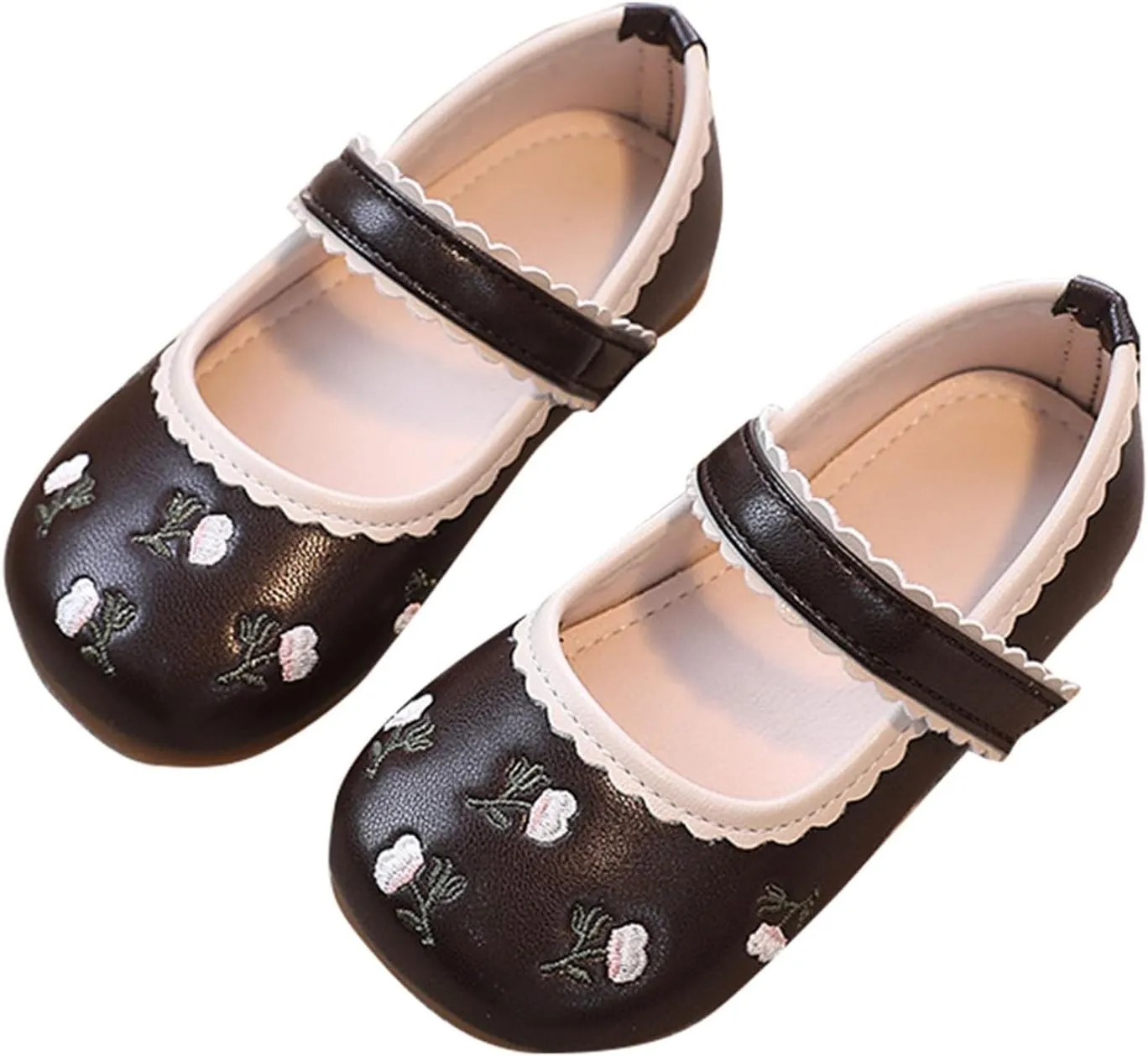 Infant Baby Girls Mary Jane Flat Non-Slip Cute Princess Wedding Dress Shoes Toddler Non Slip Fashion Soft Shoes