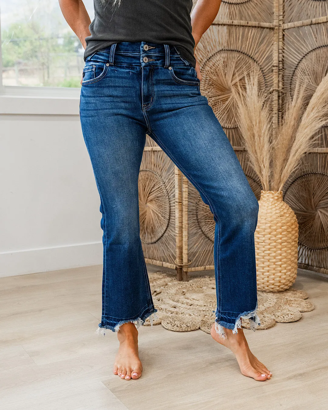 KanCan Lilian Distressed Cropped Flare Jeans