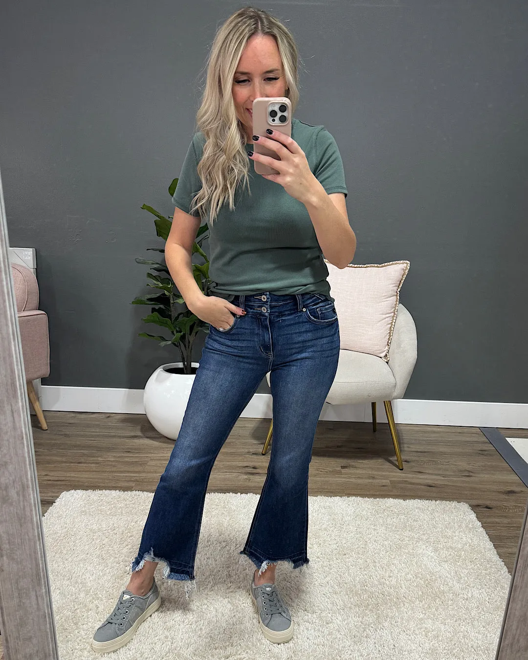 KanCan Lilian Distressed Cropped Flare Jeans