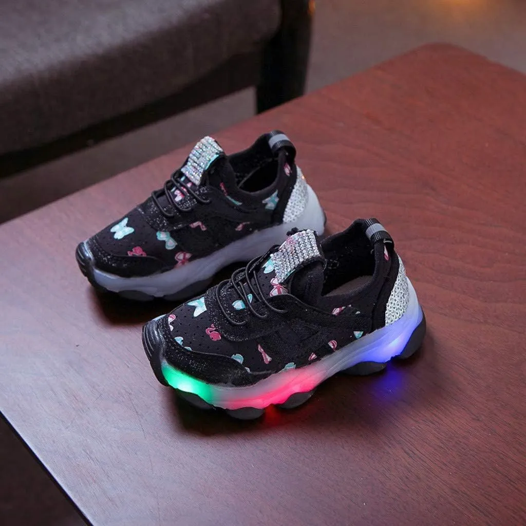 Kids Light Up Shoes Boys Girls Breathable Cute Fashion Flashing Sneaker Toddler Athletic Running First Walking Shoes