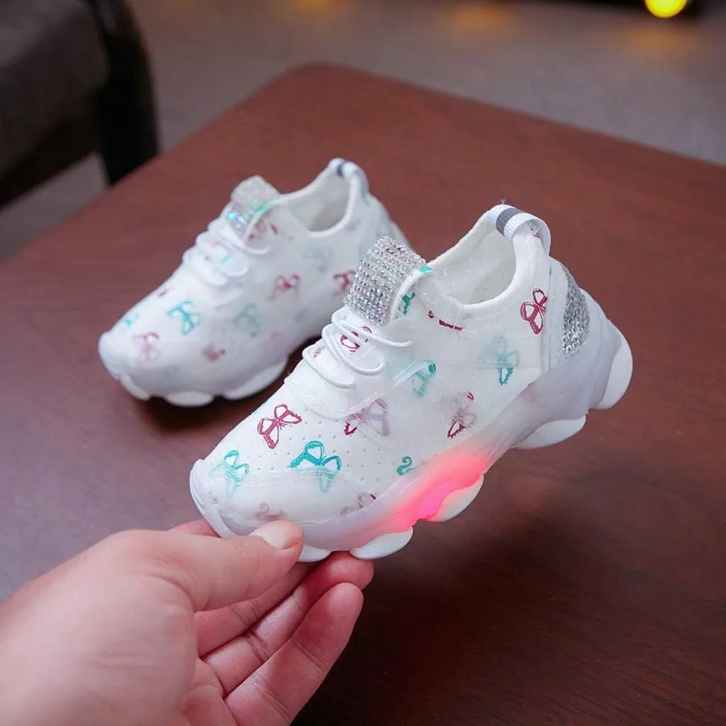 Kids Light Up Shoes Boys Girls Breathable Cute Fashion Flashing Sneaker Toddler Athletic Running First Walking Shoes
