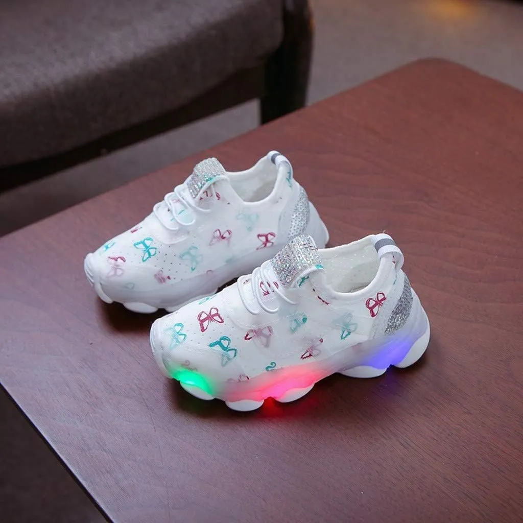 Kids Light Up Shoes Boys Girls Breathable Cute Fashion Flashing Sneaker Toddler Athletic Running First Walking Shoes