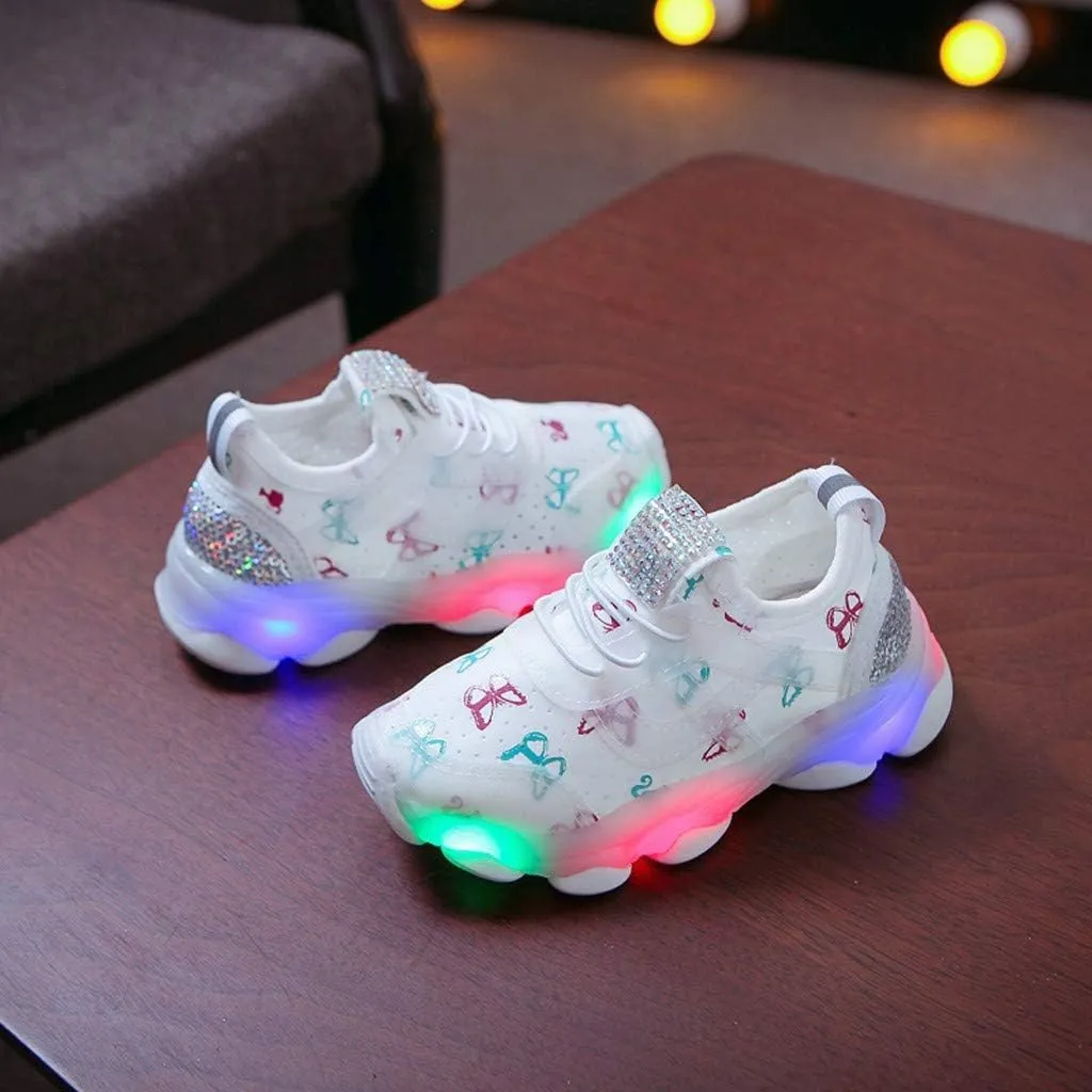 Kids Light Up Shoes Boys Girls Breathable Cute Fashion Flashing Sneaker Toddler Athletic Running First Walking Shoes