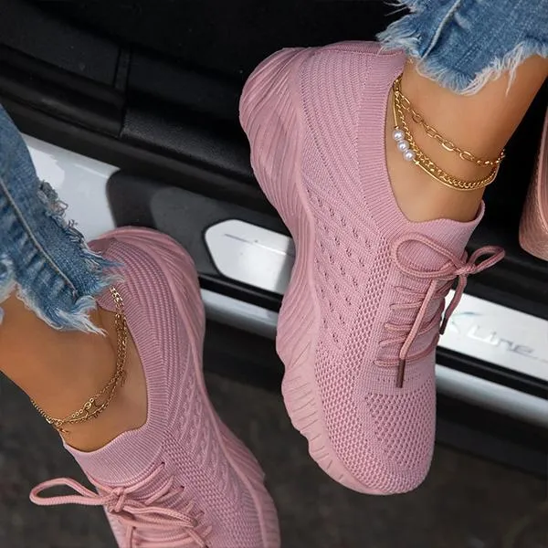 Kimemoda Women Lightly Breathable Lace up Sneakers