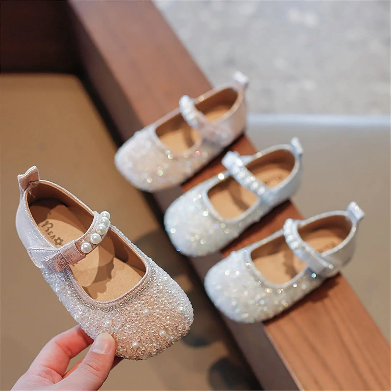 Little Girl's Adorable Princess Party Girls Dress ShoesPrincess Flower Wedding Party Dress Shoes for Baby Girls' Shoes (Red, 3.5-4 Years)