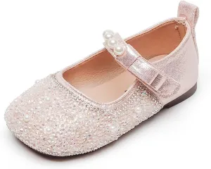 Little Girl's Adorable Princess Party Girls Dress ShoesPrincess Flower Wedding Party Dress Shoes for Baby Girls' Shoes (Red, 3.5-4 Years)