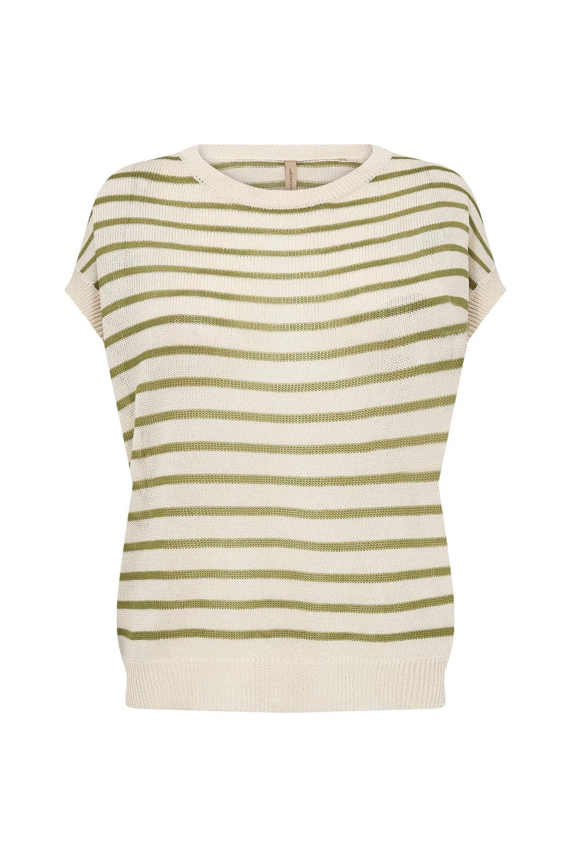 Luanna Stripe Linen Blend Knit Top - Calliste Green Combi