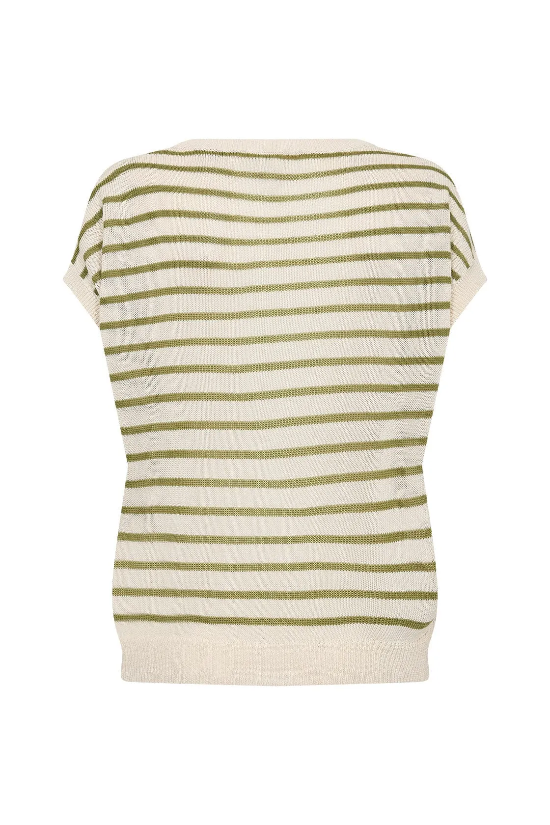 Luanna Stripe Linen Blend Knit Top - Calliste Green Combi