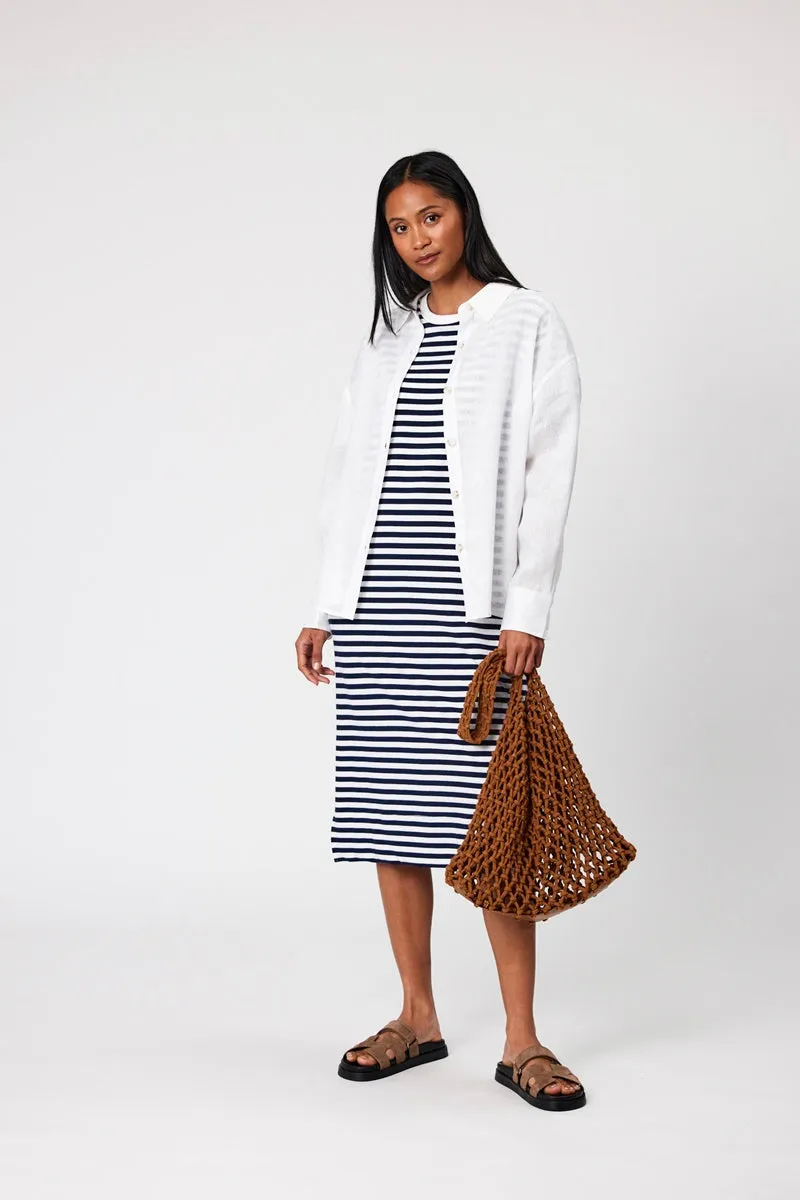 Marlow - Weekday Midi Dress - Navy Stripe