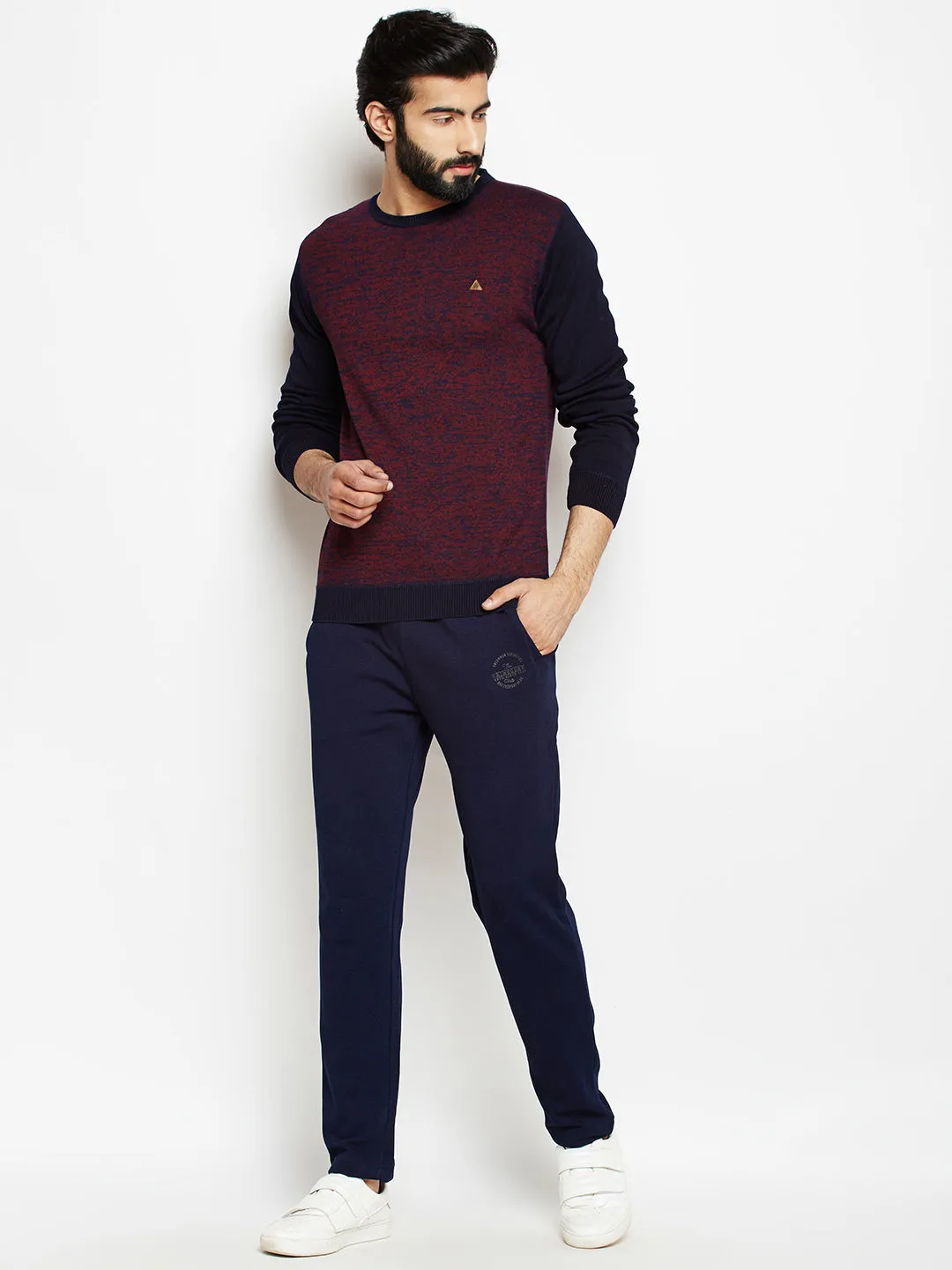 Maroon Solid Round Neck Sweater