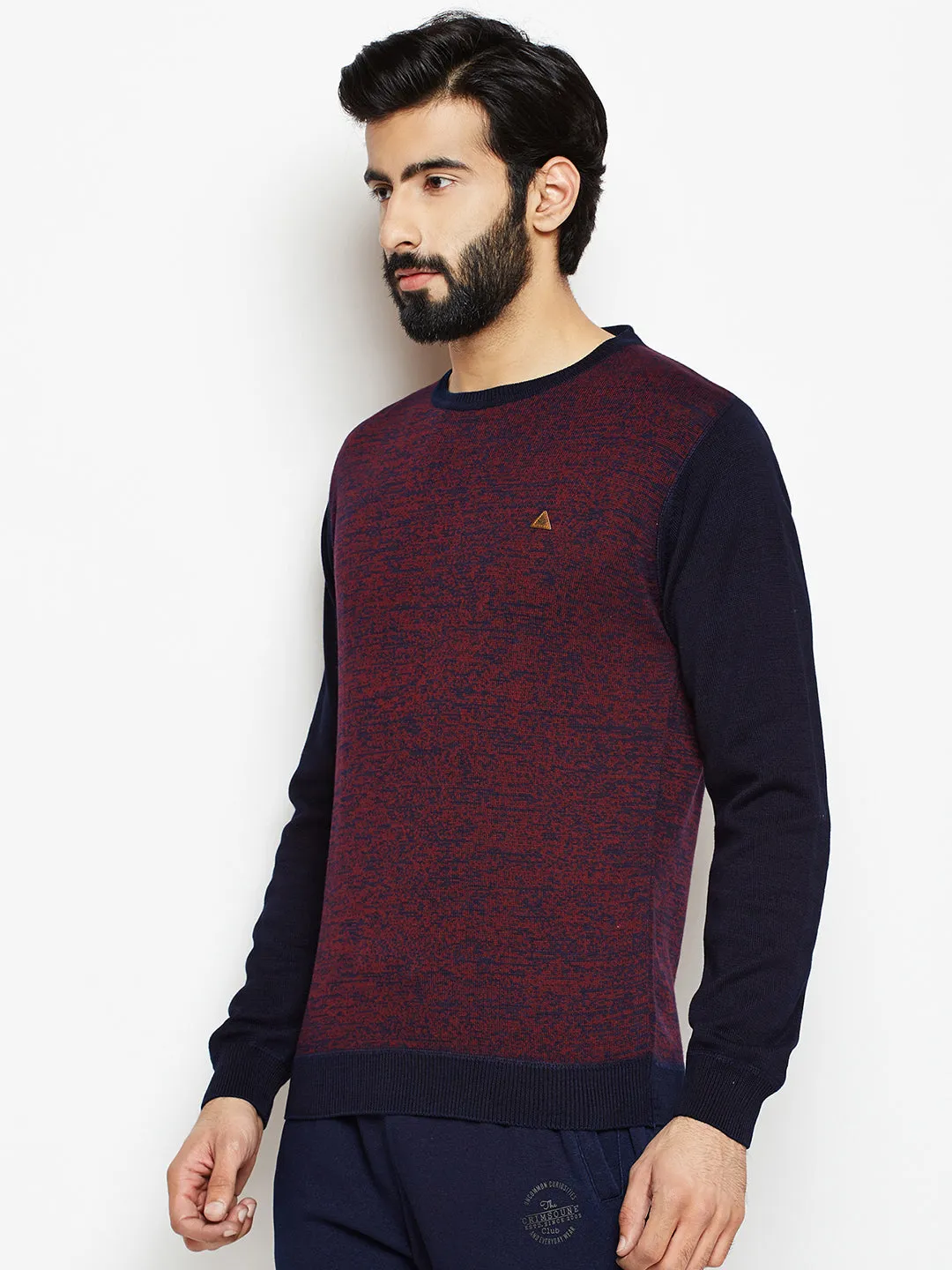 Maroon Solid Round Neck Sweater