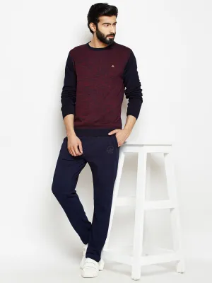 Maroon Solid Round Neck Sweater