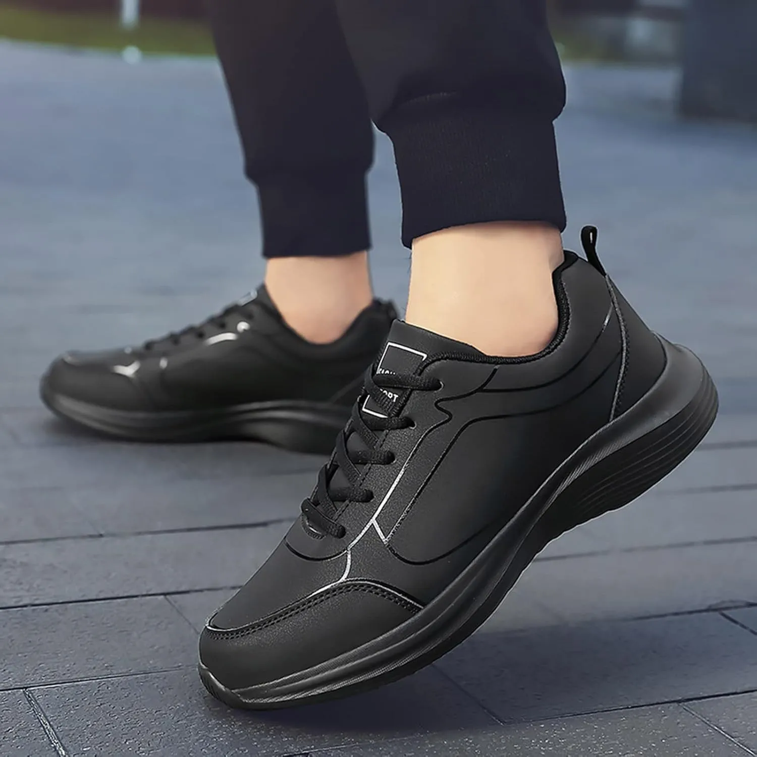 Men's Lace Up Memory Foam Sneakers Breathable Elastic Fly Woven Mesh Sneaker Breathable Diabetic Shoes for Men