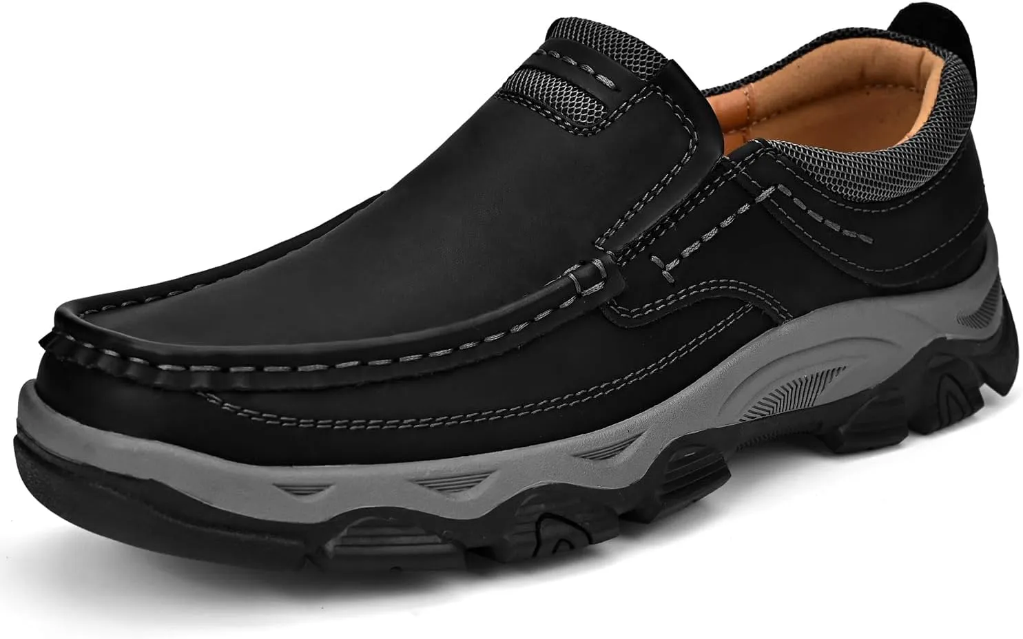 Men's Orthopedic Walking Shoes Genuine Leather Slip On Loafers, Comfortable Non-Slip Driving Loafers for Men