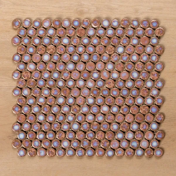 Mooloolaba Gloss Coral Porcelain Penny Round Mosaic Tile 20x20mm SINGLE SHEET