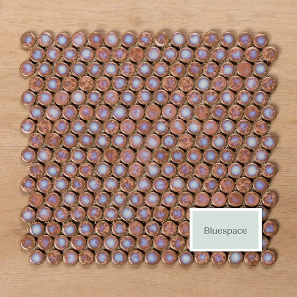 Mooloolaba Gloss Coral Porcelain Penny Round Mosaic Tile 20x20mm SINGLE SHEET