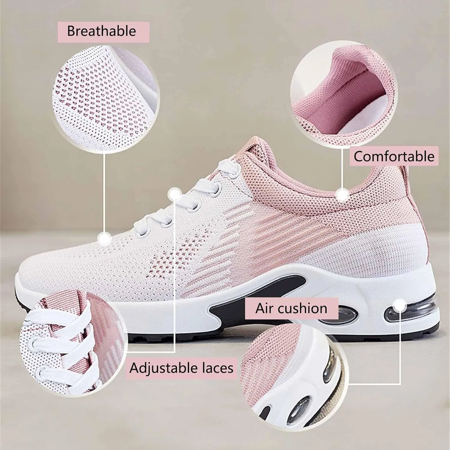 Musabela Orthopedic Shoes for Women Comfortwear Ortho Shoes for Women Plantar Fasciitis Walking Tennis Shoe Arch Support Air Cushion Running Shoe Mesh Breathable Gym Work Fashion Stretch Sneakers