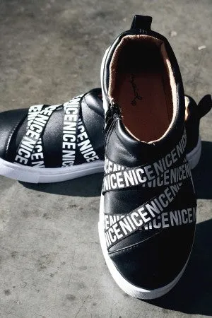 Nice Strappy Ribbon Vegan Leather Sneakers