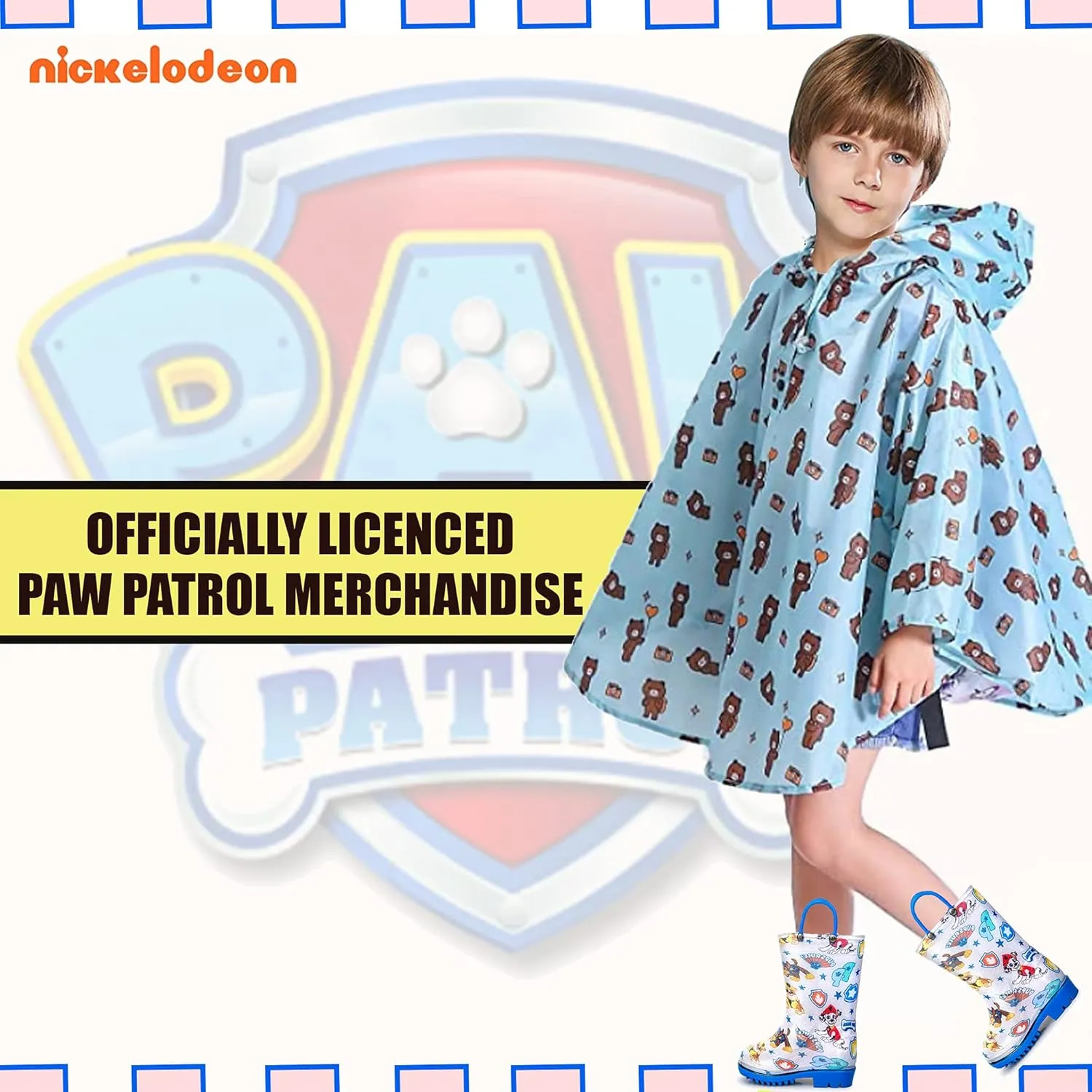 Nickelodeon Paw Patrol boys Character Printed Waterproof Easy-On Handles PVC Rain Boots