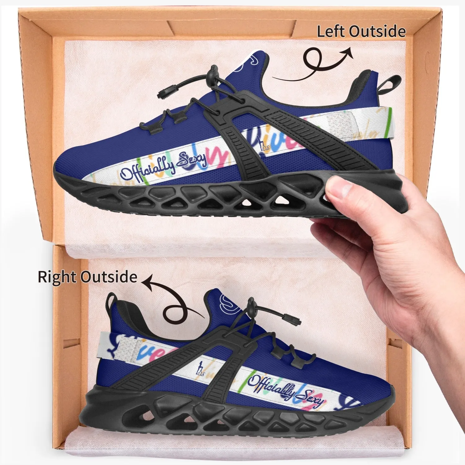 Officially Sexy Lively Collection Solid Navy Mesh Running Shoes