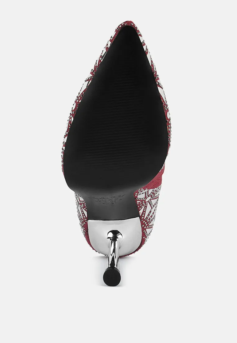 Precious mirror embellished high ankle boots