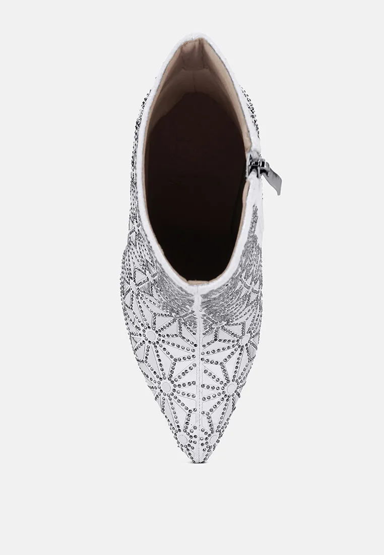 Precious mirror embellished high ankle boots