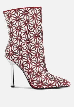 Precious mirror embellished high ankle boots