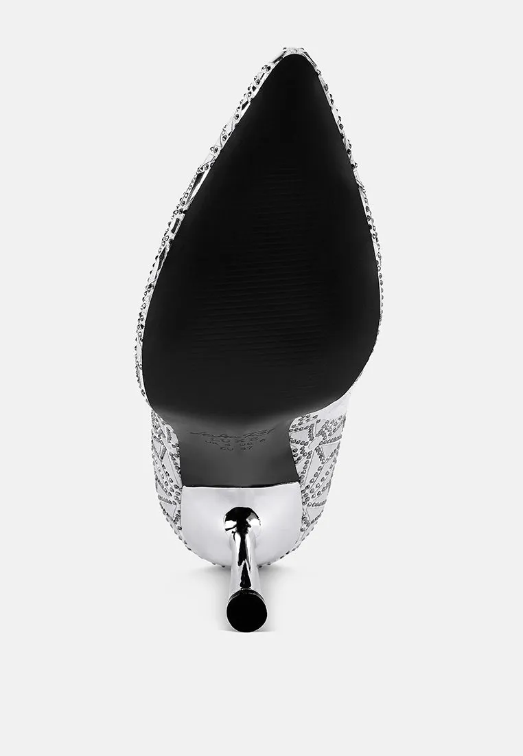 Precious mirror embellished high ankle boots
