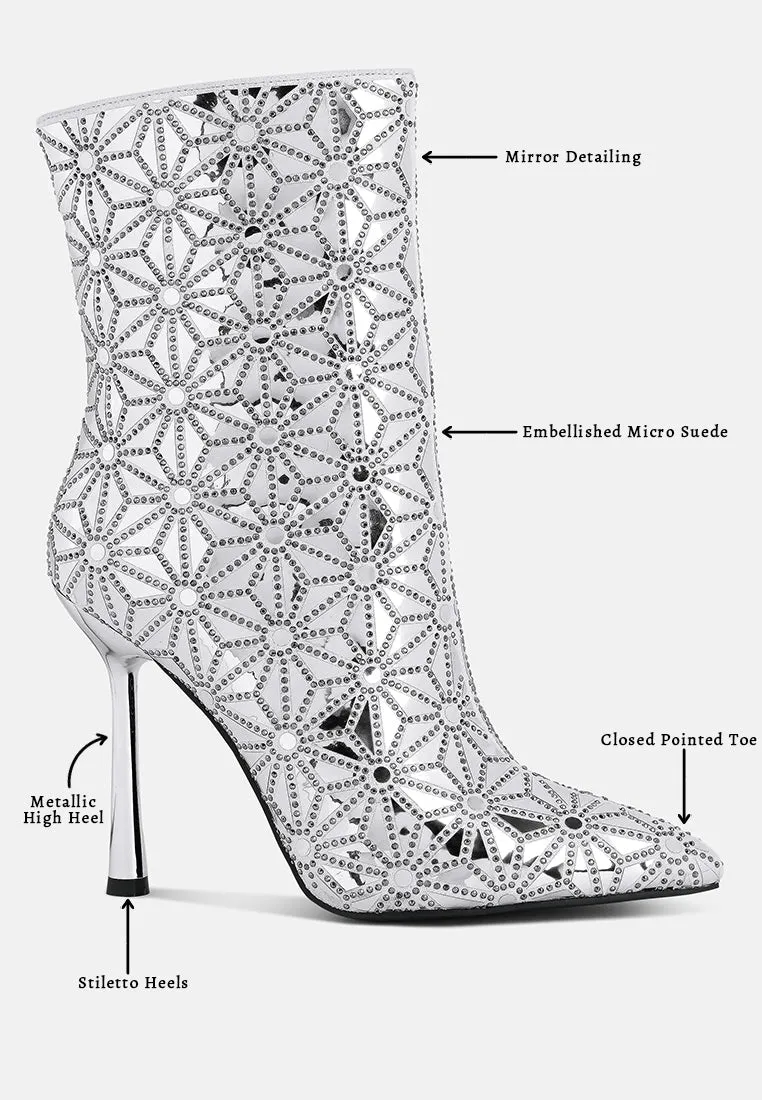 Precious mirror embellished high ankle boots