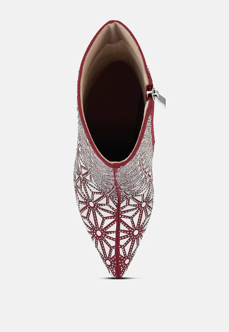 Precious mirror embellished high ankle boots
