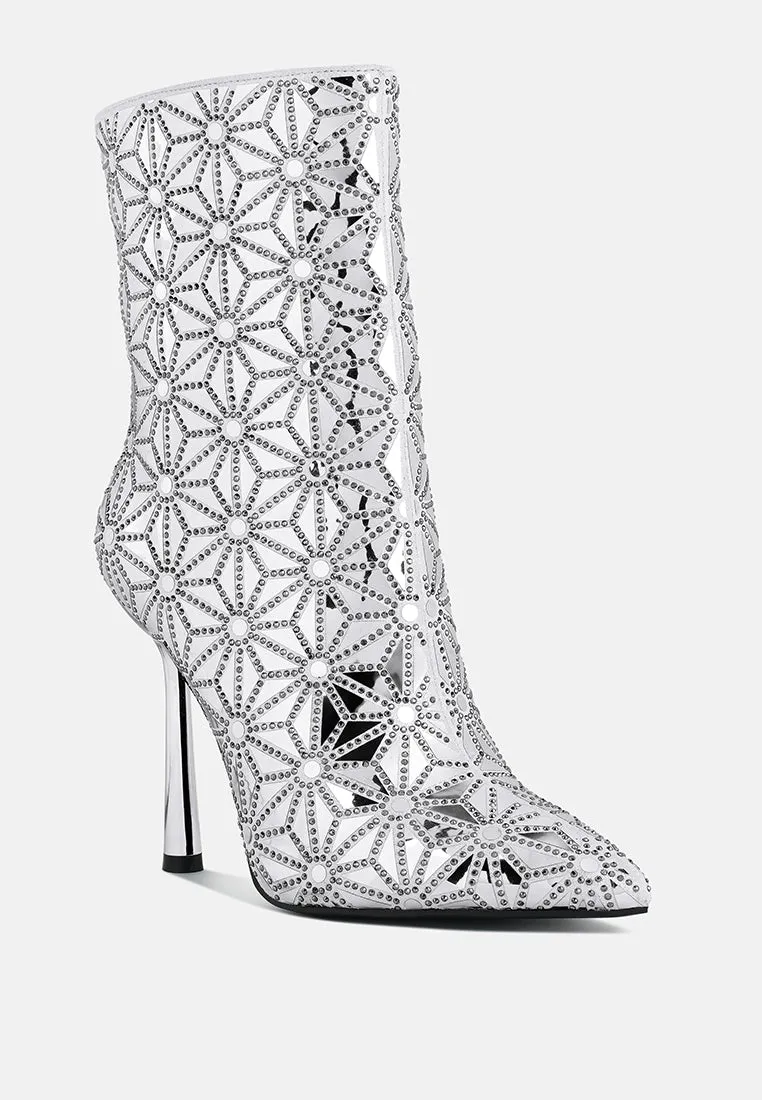 Precious mirror embellished high ankle boots