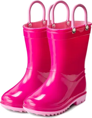Puddle Play PVC Waterproof Rainboots - Fuchsia and Light Pink - Easy-on Size 6 Toddler