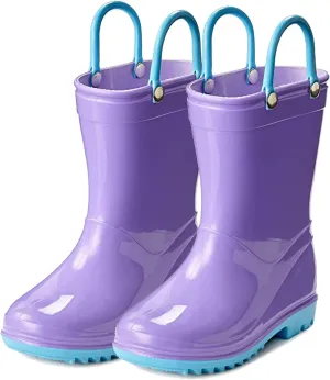 Puddle Play PVC Waterproof Rainboots - Purple Lavender and Light Blue - Easy-on Size 4 Toddler