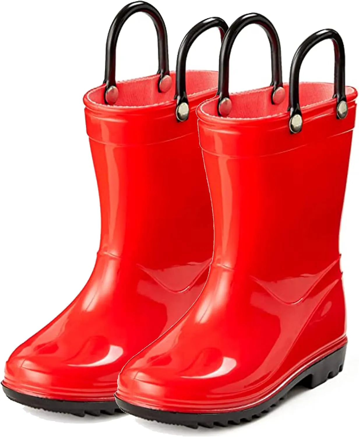 Puddle Play PVC Waterproof Rainboots - Red and Black - Easy-on Size 8 Toddler