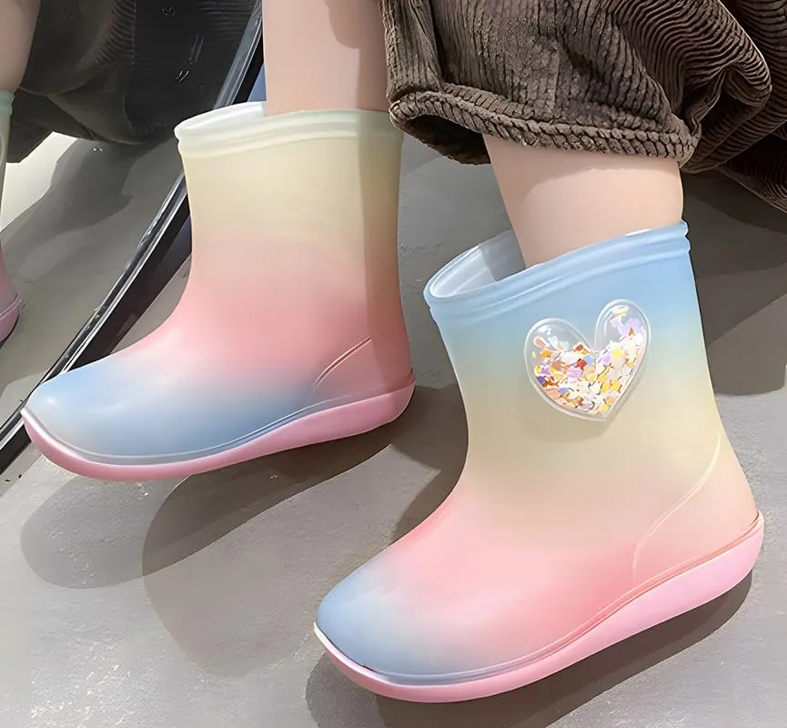 QIETION Kids Rain Boots - Toddler Waterproof Easy-On Boots for Girls and Boys