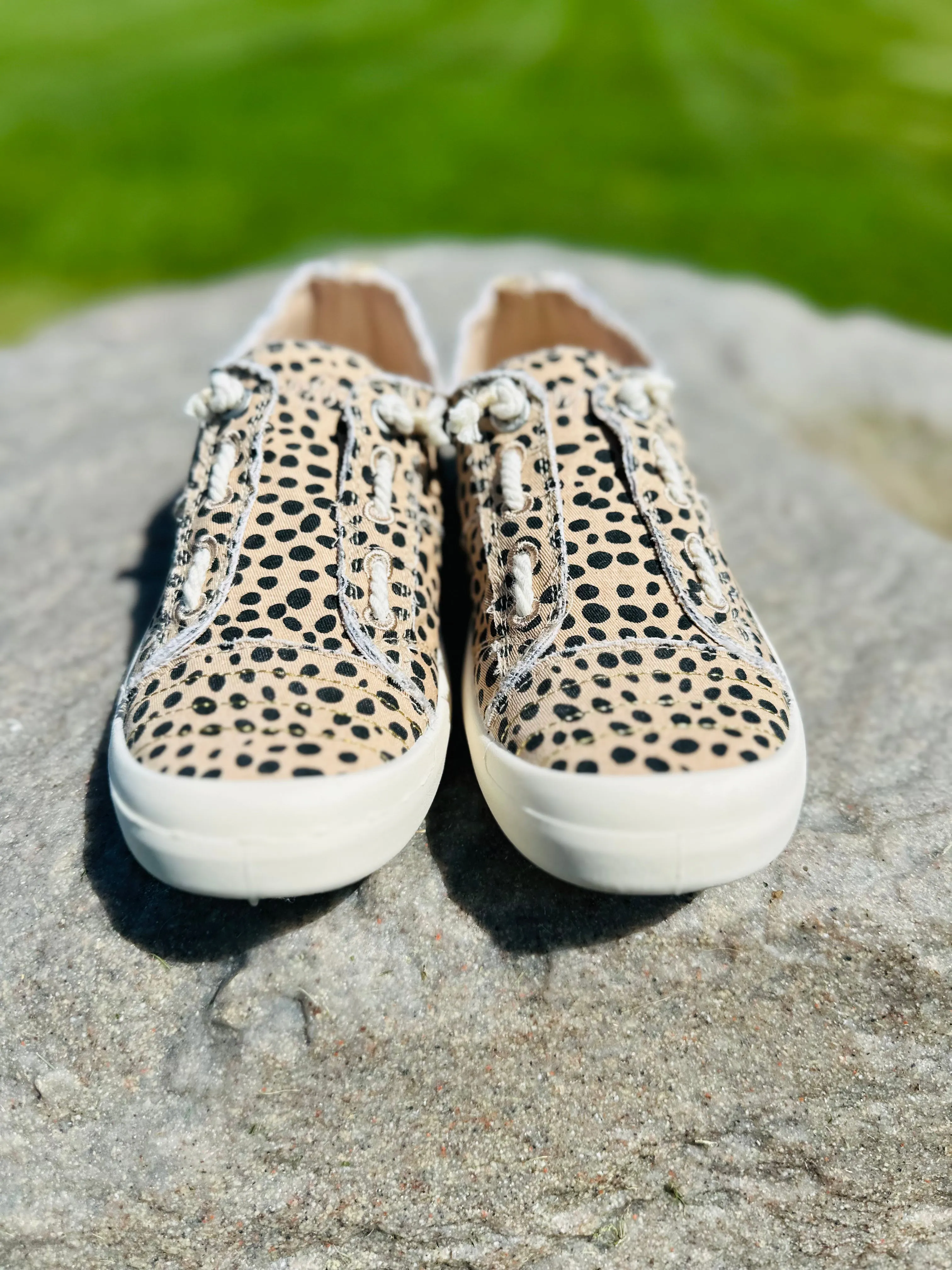 "Beachside" Slip On Canvas Sneaker in Pixie Cheetah by Blowfish Malibu