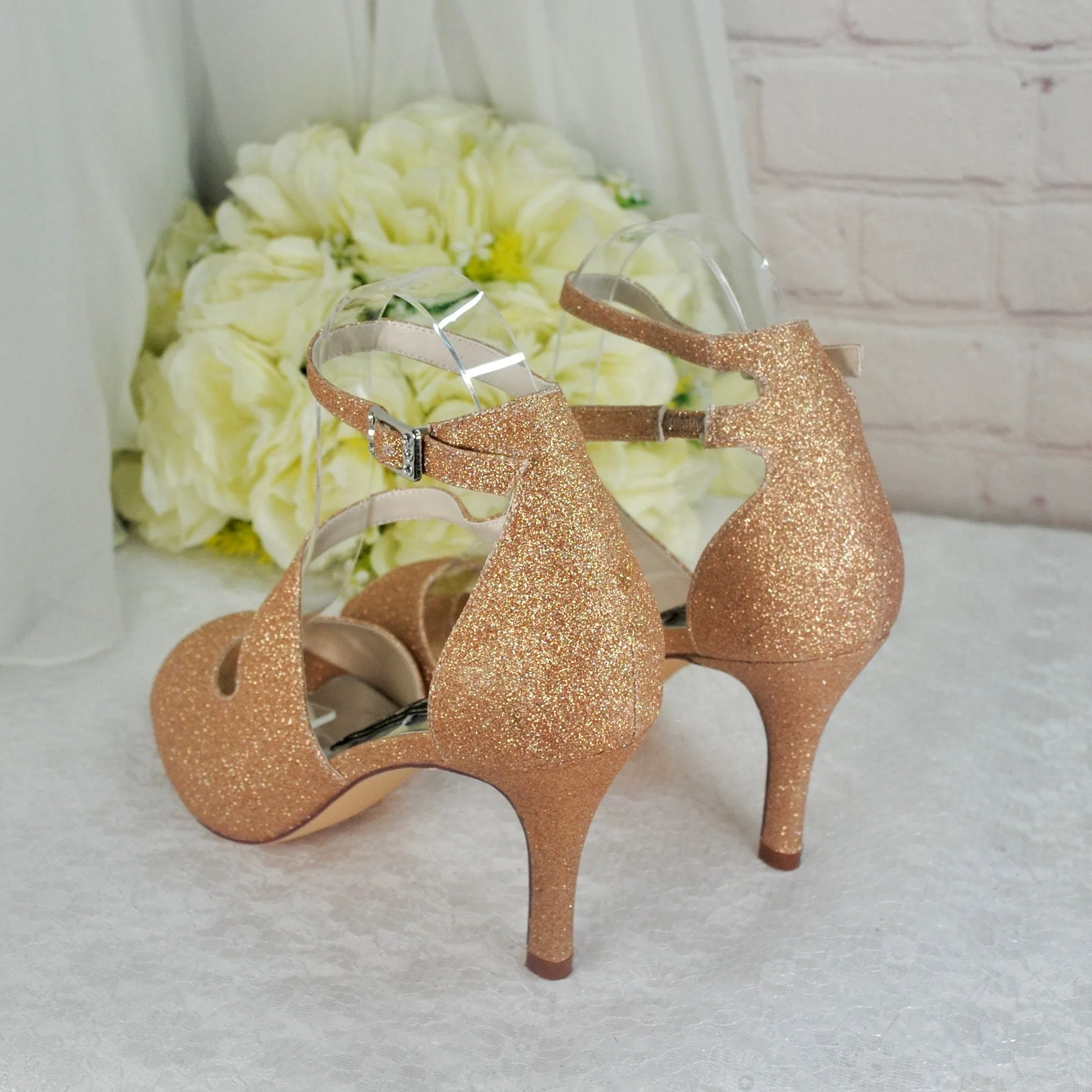 Rose Gold Glitter Sandals  UK5/US7.5