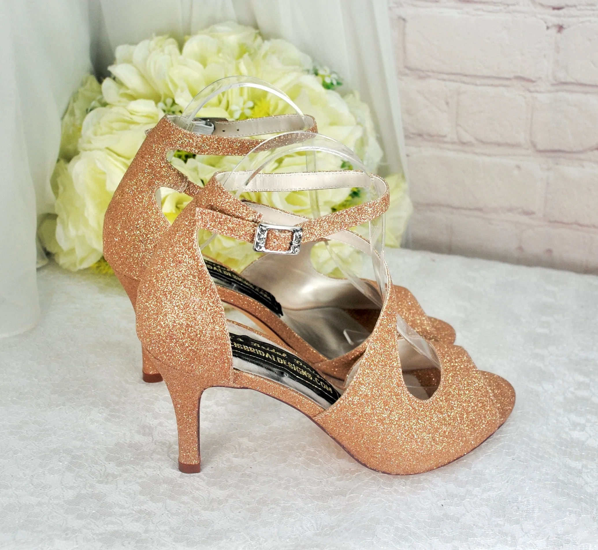 Rose Gold Glitter Sandals  UK5/US7.5