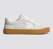 SALVAS Gum Smoke White Suede Off-White Logo Sneaker