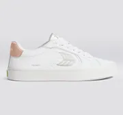 SALVAS White Premium Leather Ice Logo Beige Sneaker