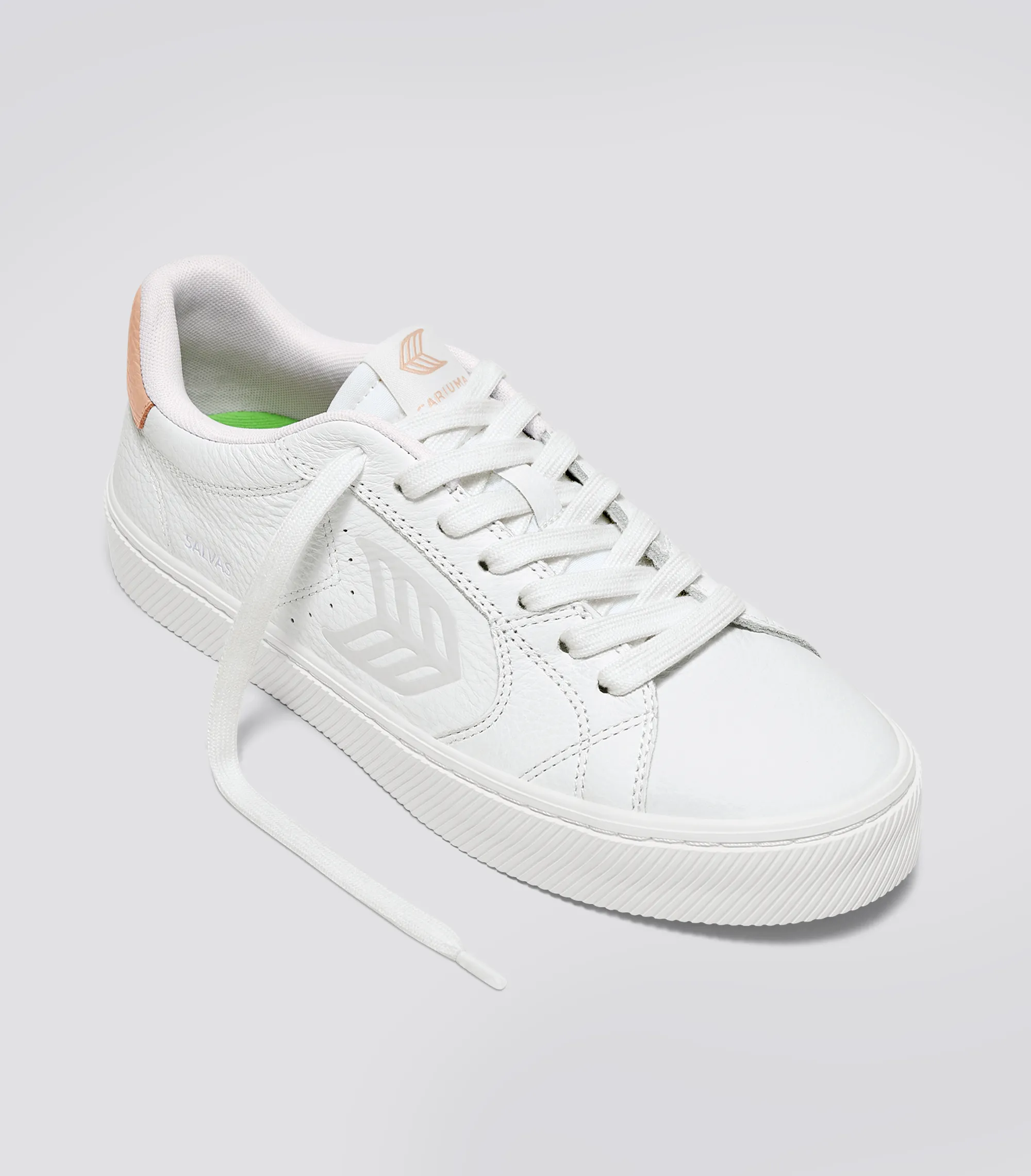 SALVAS White Premium Leather Ice Logo Beige Sneaker