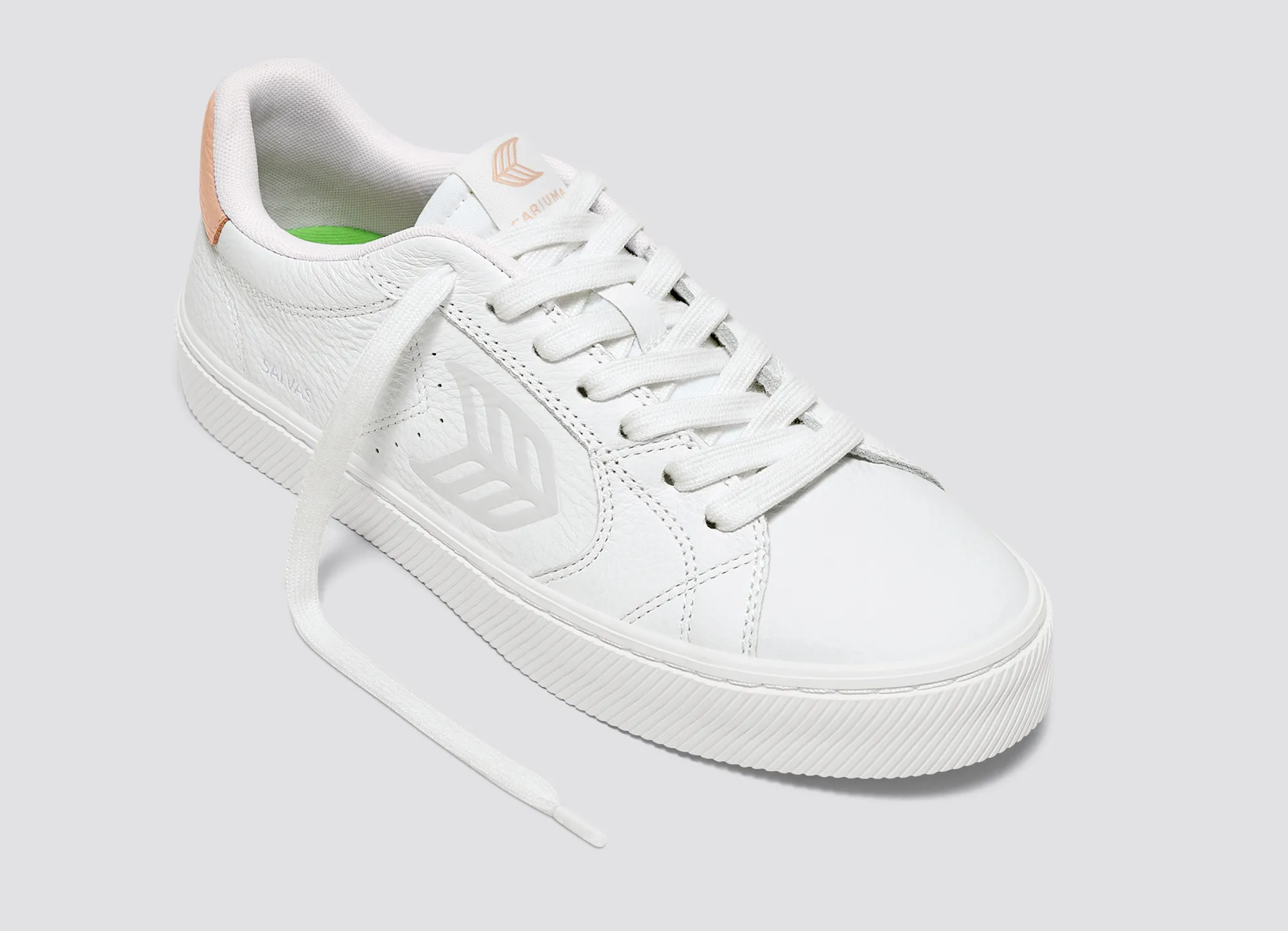 SALVAS White Premium Leather Ice Logo Beige Sneaker