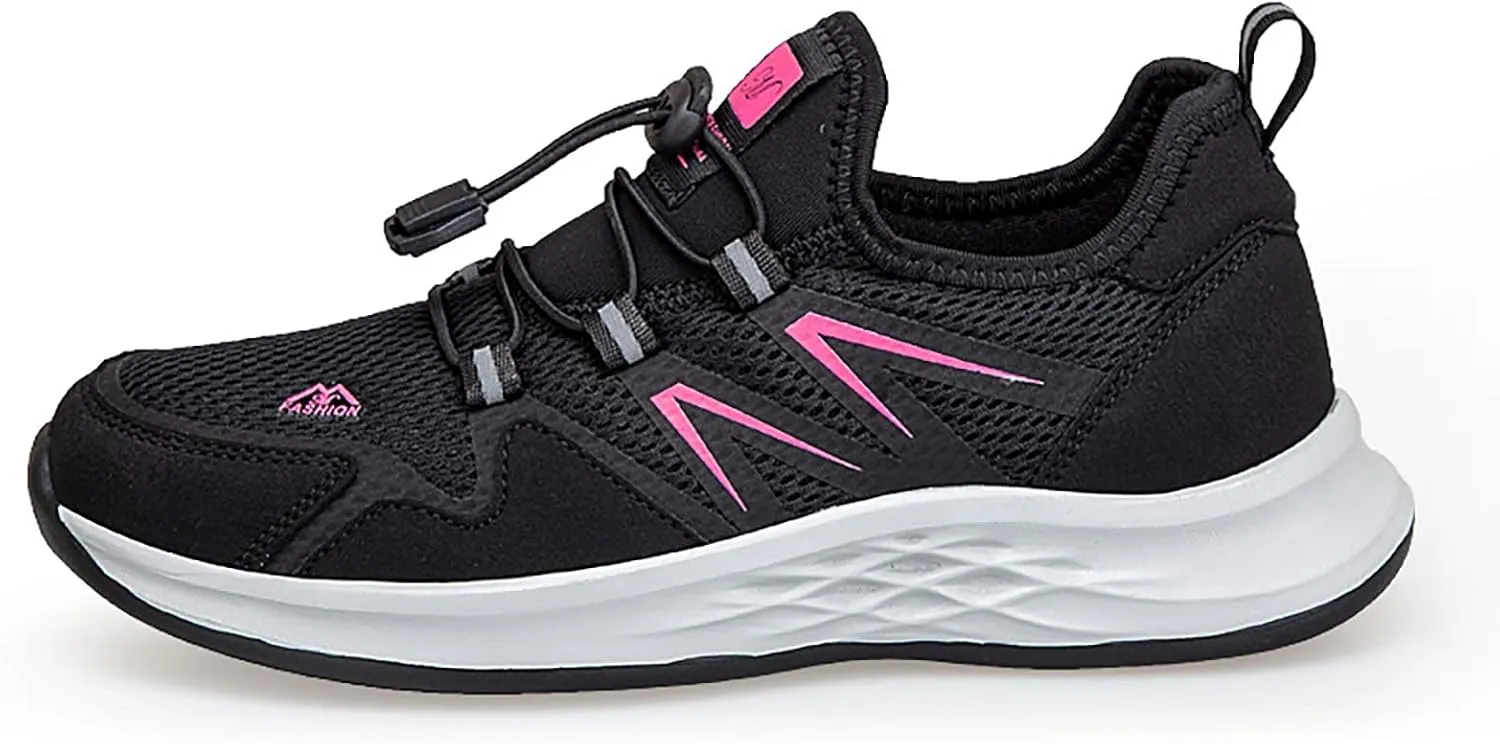 Slip on Walking Shoes for Women Dressy Knitted Non Slip Comfortable Running Shoes Breathable Mesh Sports Workout Tennis Shoes Fashion Lace Up Sneakers