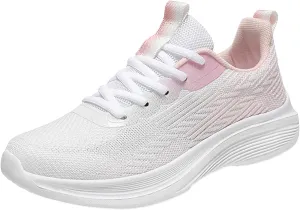 Slip on Walking Shoes for Women Memory Foam Non Slip Vintage Wide Running Shoes Breathable Mesh Sports Workout Tennis Shoes Fashion Lace Up Sneakers