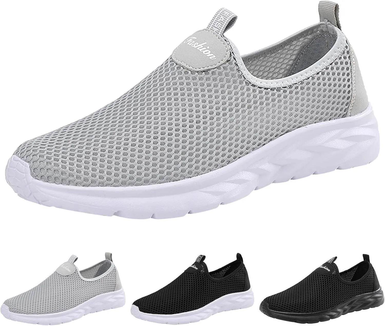 Slip on Walking Shoes Men Comfort Memory Foam Ultra Lightweight Breathable Fashion Sneakers Non Slip Arch Support Vacation Workout Tennis Shoes Wide Width