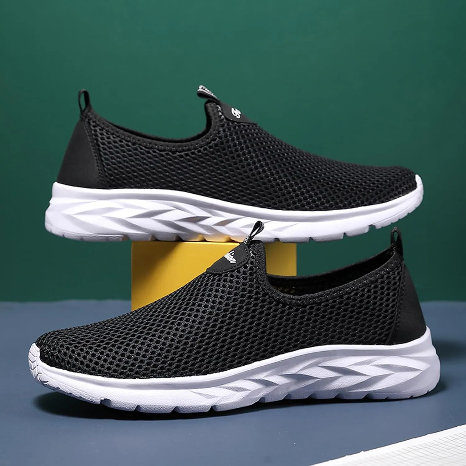 Slip on Walking Shoes Men Comfort Memory Foam Ultra Lightweight Breathable Fashion Sneakers Non Slip Arch Support Vacation Workout Tennis Shoes Wide Width